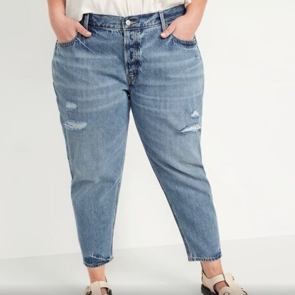 Old Navy High Rise Slouchy Taper Jeans Plus Size 26 Button Fly Darla Wash 801666 - Picture 1 of 11